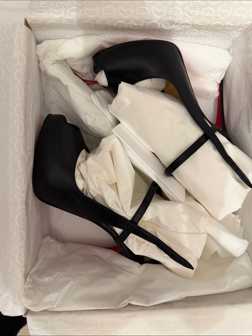 Christian Louboutin Black Leather Slingback Pumps with Red Soles
